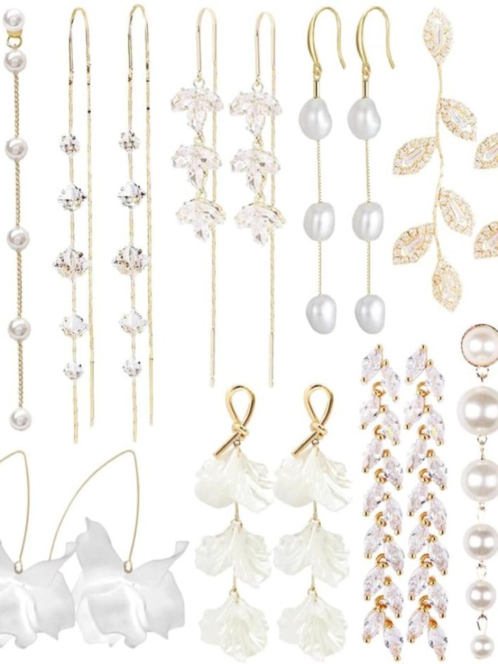 9 Pairs Long Tassel Dangle Earrings for Women Sparkling CZ Threader Drop Earring